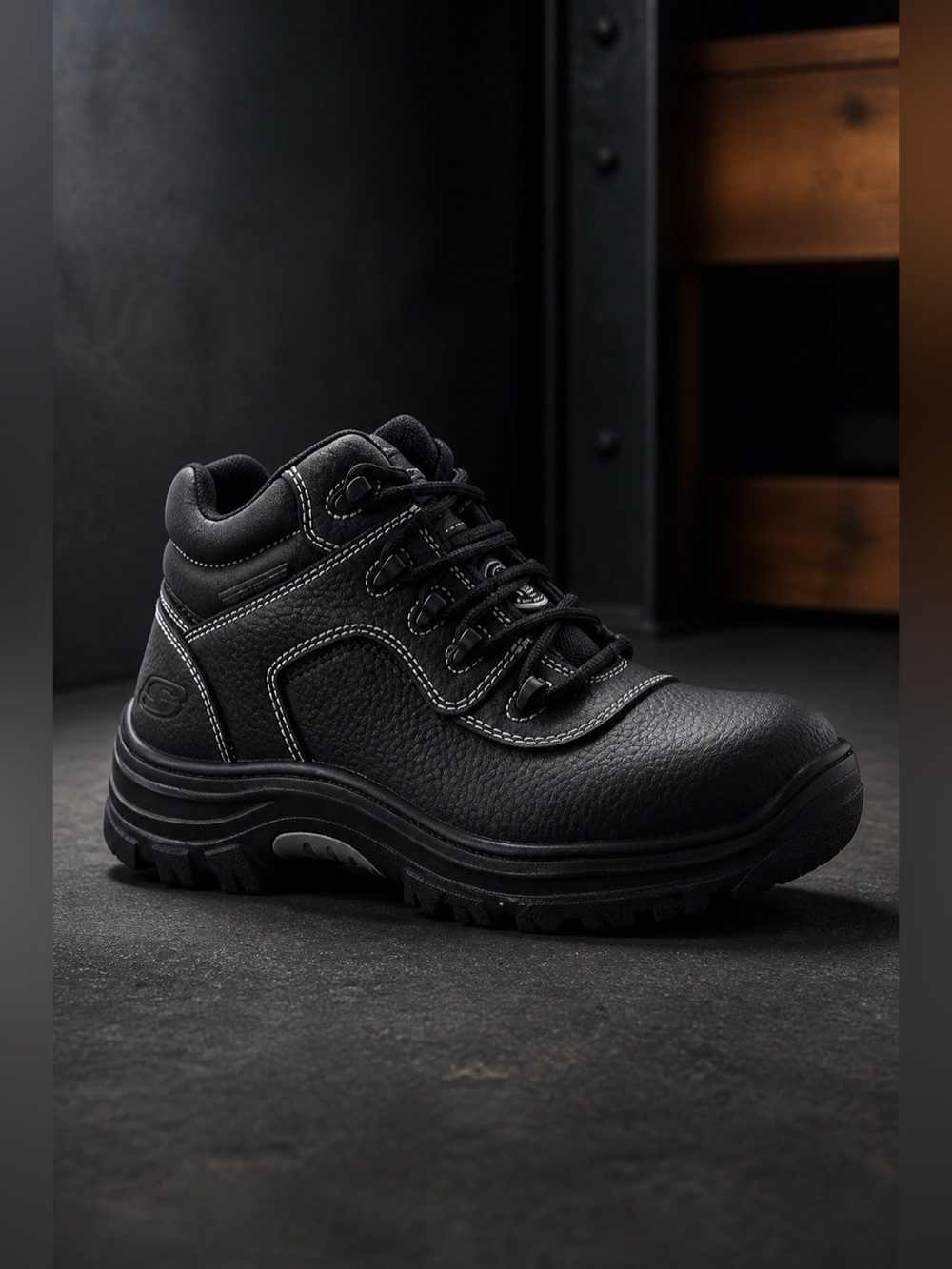 Skechers Black Ankle Work Boots Size 8
